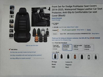Promaster seat covers