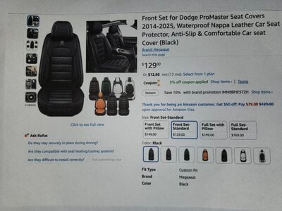 Promaster seat covers